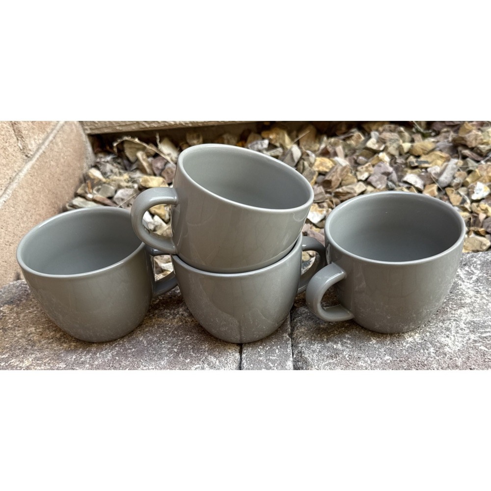 Project 62 Gray Glossy Stoneware Large Coffee Mug Mugs Cup Set Of 4